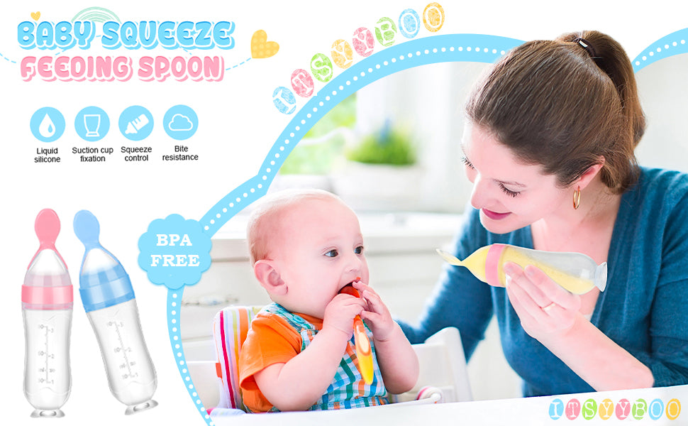 Silicone Baby Feeding Spoon Bottle for Cereal & Puree 90ML