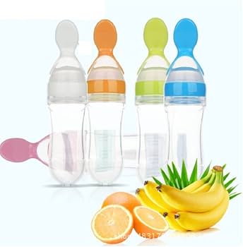 Silicone Baby Feeding Spoon Bottle for Cereal & Puree 90ML